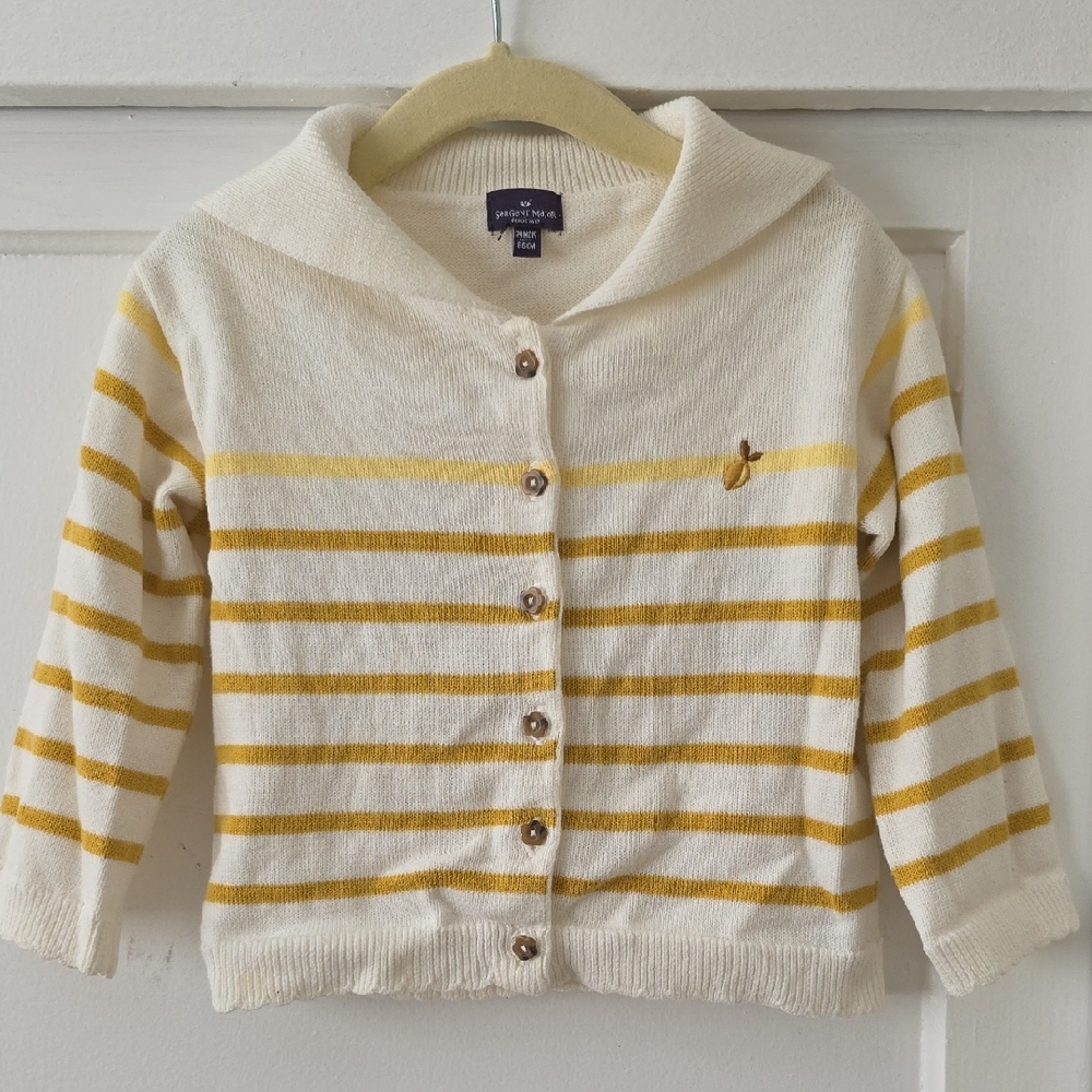 Striped Yellow and White Kids Cardigan
